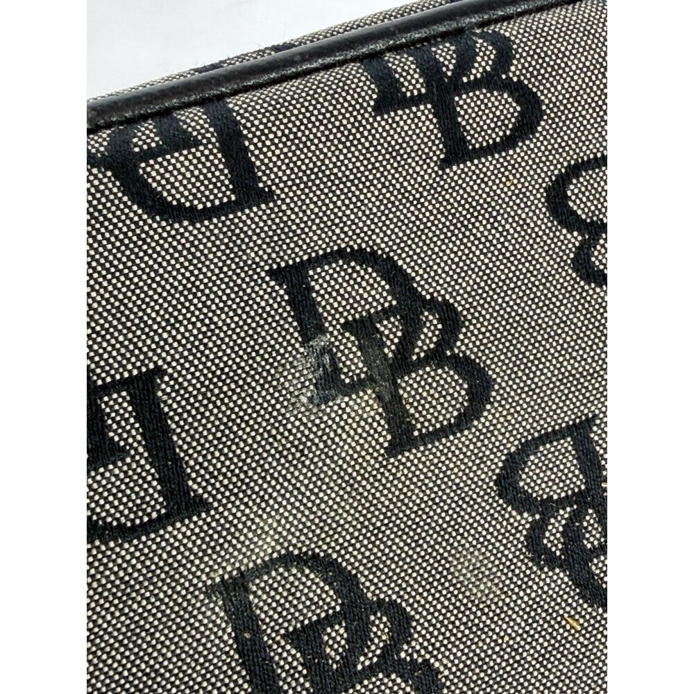 Vintage Dooney & Bourke Mini Bag Black & Gray Monogram DB Black Leather - Picture 10 of 16